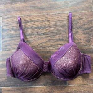 Samantha Chang Purple Mesh Underwire Bra